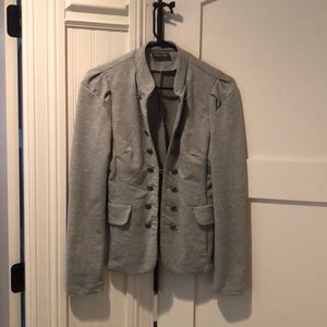 Gray soft-sweater blazer